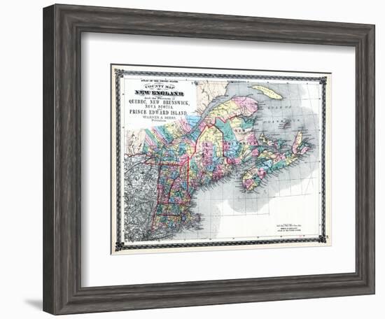 1875, New England and the Provinces of Quebec, New Brunswick, Nova Scotia, and Prince Edward Island-null-Framed Giclee Print