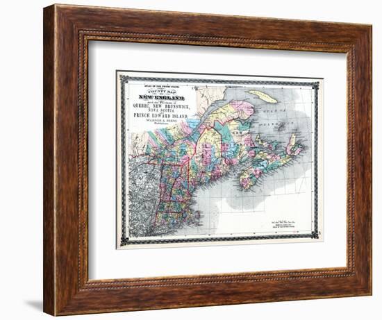 1875, New England and the Provinces of Quebec, New Brunswick, Nova Scotia, and Prince Edward Island-null-Framed Giclee Print