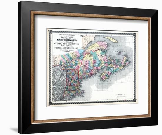 1875, New England and the Provinces of Quebec, New Brunswick, Nova Scotia, and Prince Edward Island-null-Framed Giclee Print