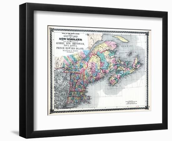 1875, New England and the Provinces of Quebec, New Brunswick, Nova Scotia, and Prince Edward Island-null-Framed Giclee Print