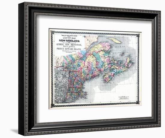 1875, New England and the Provinces of Quebec, New Brunswick, Nova Scotia, and Prince Edward Island--Framed Giclee Print