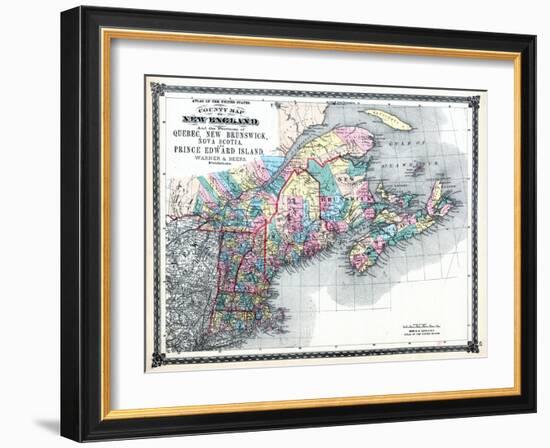 1875, New England and the Provinces of Quebec, New Brunswick, Nova Scotia, and Prince Edward Island-null-Framed Giclee Print