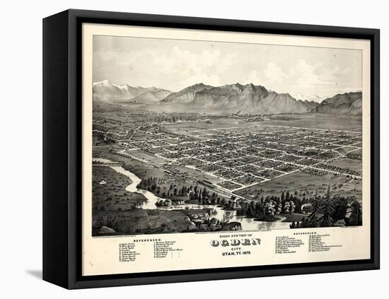 1875, Ogden Bird's Eye View, Utah, United States-null-Framed Premier Image Canvas