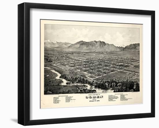 1875, Ogden Bird's Eye View, Utah, United States-null-Framed Giclee Print
