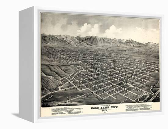 1875, Salt Lake City Bird's Eye View, Utah, United States-null-Framed Premier Image Canvas