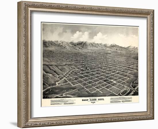 1875, Salt Lake City Bird's Eye View, Utah, United States-null-Framed Giclee Print