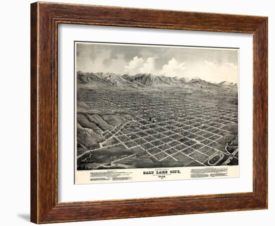 1875, Salt Lake City Bird's Eye View, Utah, United States-null-Framed Giclee Print