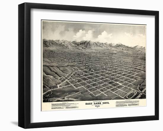 1875, Salt Lake City Bird's Eye View, Utah, United States-null-Framed Giclee Print