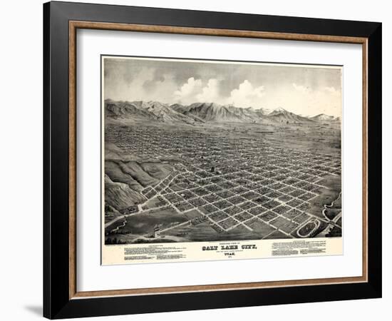 1875, Salt Lake City Bird's Eye View, Utah, United States-null-Framed Giclee Print