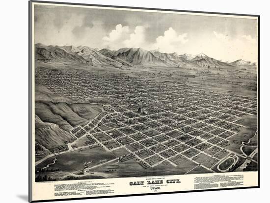 1875, Salt Lake City Bird's Eye View, Utah, United States-null-Mounted Giclee Print