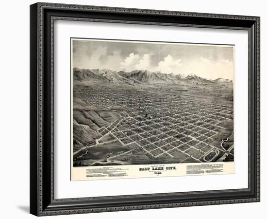 1875, Salt Lake City Bird's Eye View, Utah, United States-null-Framed Giclee Print