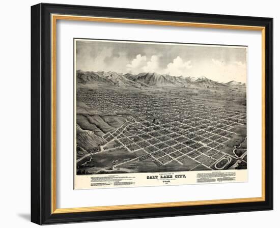 1875, Salt Lake City Bird's Eye View, Utah, United States-null-Framed Giclee Print