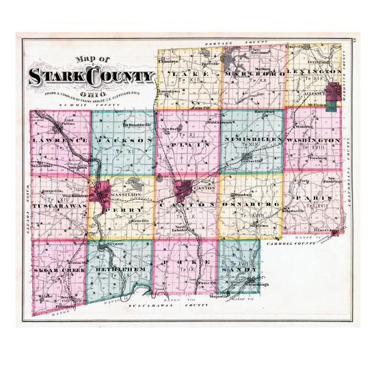 1875 Stark County Map Ohio United States Giclee Print Art Com Map Of Stark County Ohio