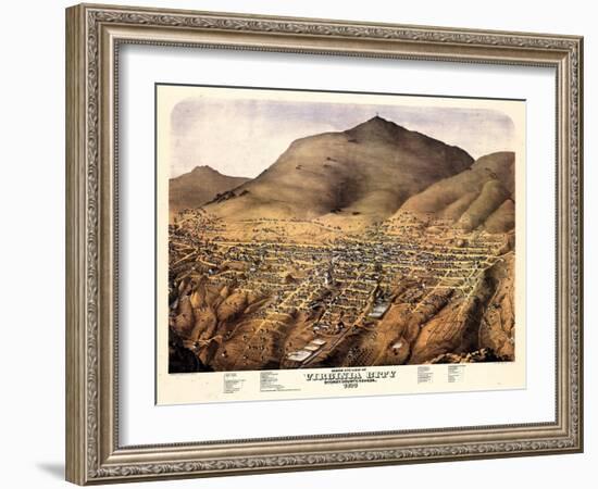 1875, Virginia City Bird's Eye View, Nevada, United States-null-Framed Giclee Print