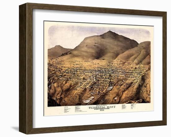 1875, Virginia City Bird's Eye View, Nevada, United States-null-Framed Giclee Print