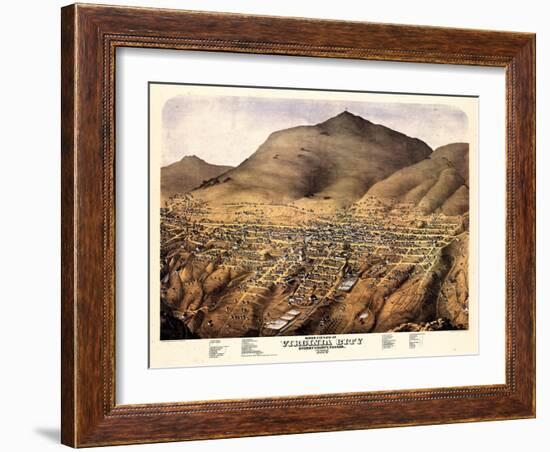 1875, Virginia City Bird's Eye View, Nevada, United States-null-Framed Giclee Print