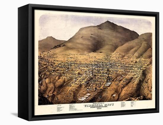 1875, Virginia City Bird's Eye View, Nevada, United States-null-Framed Premier Image Canvas