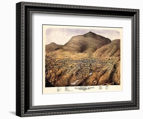 1875, Virginia City Bird's Eye View, Nevada, United States-null-Framed Giclee Print