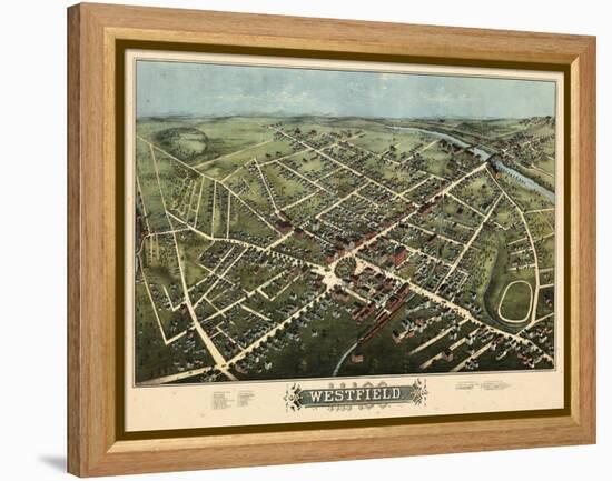 1875, Westfield Bird's Eye View, Massachusetts, United States-null-Framed Premier Image Canvas