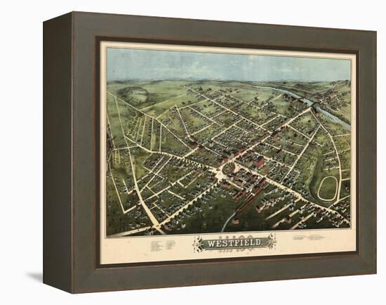 1875, Westfield Bird's Eye View, Massachusetts, United States-null-Framed Premier Image Canvas