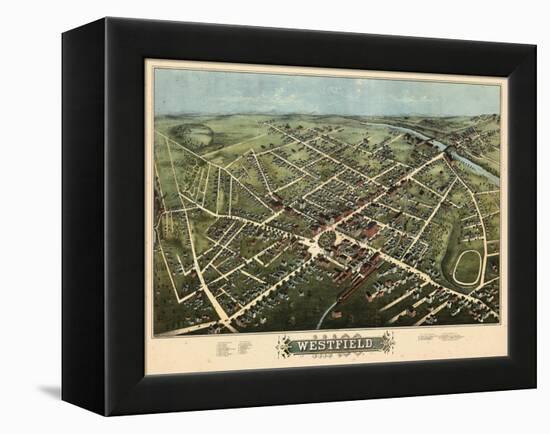 1875, Westfield Bird's Eye View, Massachusetts, United States-null-Framed Premier Image Canvas