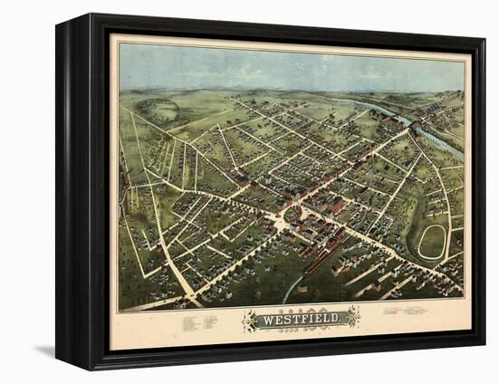 1875, Westfield Bird's Eye View, Massachusetts, United States-null-Framed Premier Image Canvas