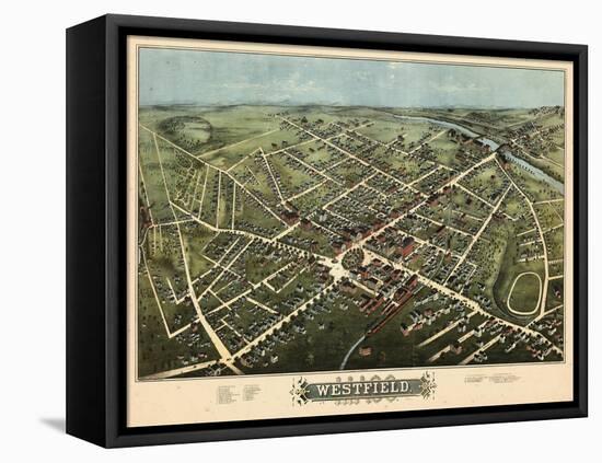 1875, Westfield Bird's Eye View, Massachusetts, United States-null-Framed Premier Image Canvas