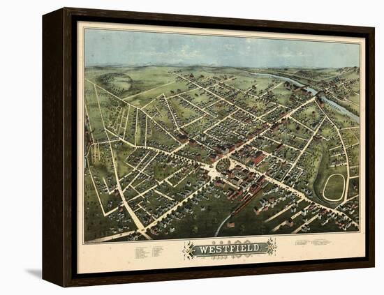 1875, Westfield Bird's Eye View, Massachusetts, United States-null-Framed Premier Image Canvas