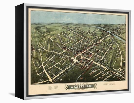 1875, Westfield Bird's Eye View, Massachusetts, United States-null-Framed Premier Image Canvas