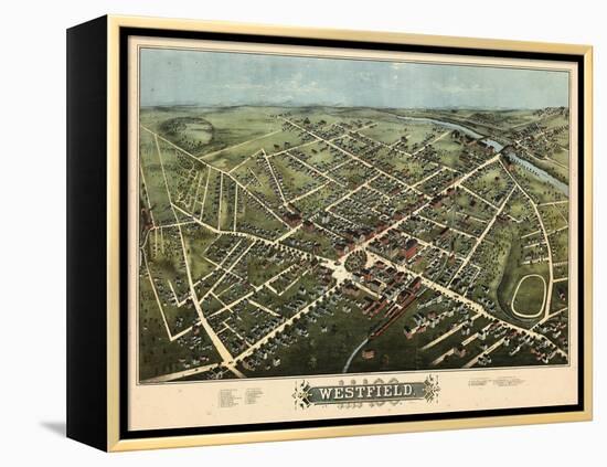 1875, Westfield Bird's Eye View, Massachusetts, United States-null-Framed Premier Image Canvas