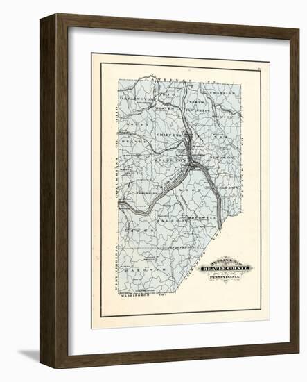 1876, Beaver County Map, Pennsylvania, United States-null-Framed Giclee Print