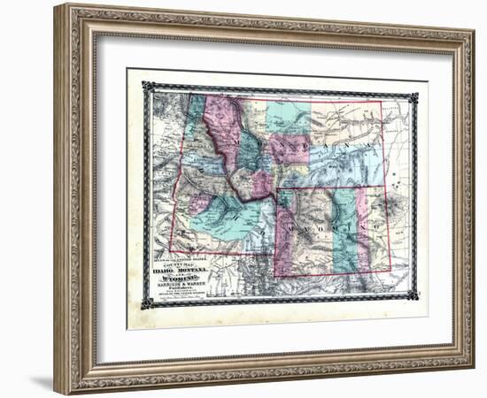 1876, County Map of Idaho, Montana and Wyoming, Missouri, United States-null-Framed Giclee Print