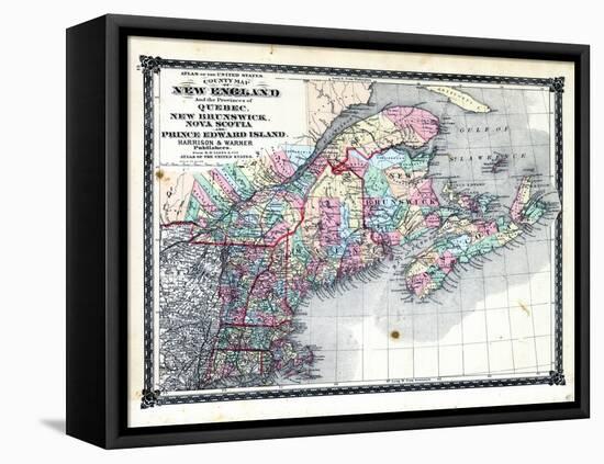 1876, County Map of New England and the Provinces of Quebec, New Brunswick, Nova Scotia and Prince-null-Framed Premier Image Canvas