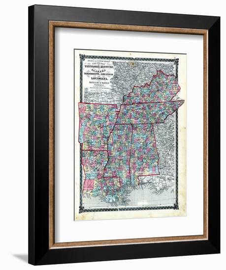 1876, County Map Tennessee, Kentucky, Alabana, Mississippi, Arkansas and Louisiana, Missouri, Unite-null-Framed Giclee Print