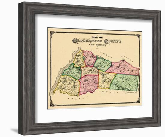 1876, Gloucester County Map, New Jersey, United States-null-Framed Giclee Print