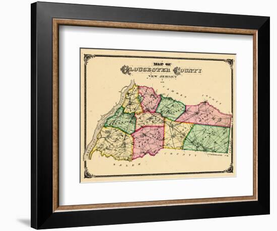 1876, Gloucester County Map, New Jersey, United States-null-Framed Giclee Print