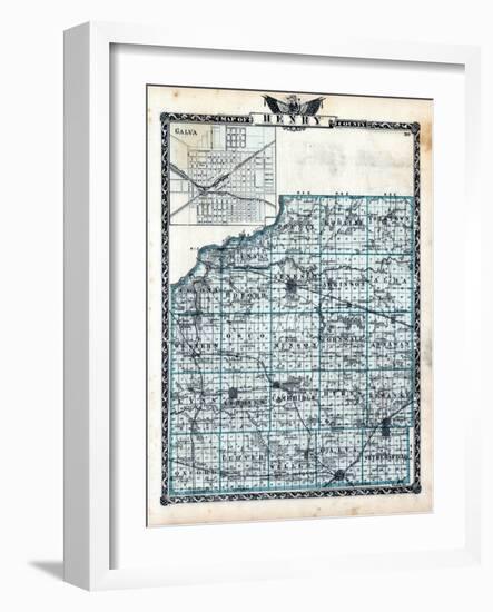 1876, Henry County Map, Galva, Illinois, United States-null-Framed Giclee Print