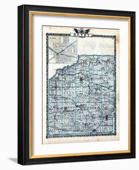 1876, Henry County Map, Galva, Illinois, United States-null-Framed Giclee Print