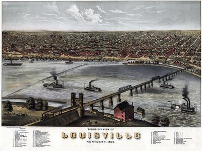 Louisville, Kentucky, USA on Beige by Michael Tompsett Fine Art Paper Poster ( places > North America > United States > Kentucky > Louisville art) 