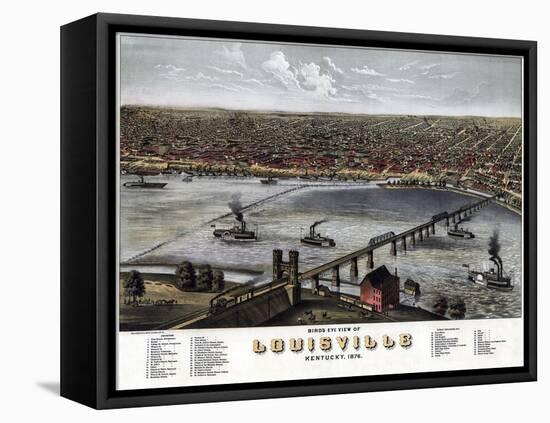 1876, Louisville Bird's Eye View, Kentucky, United States-null-Framed Premier Image Canvas