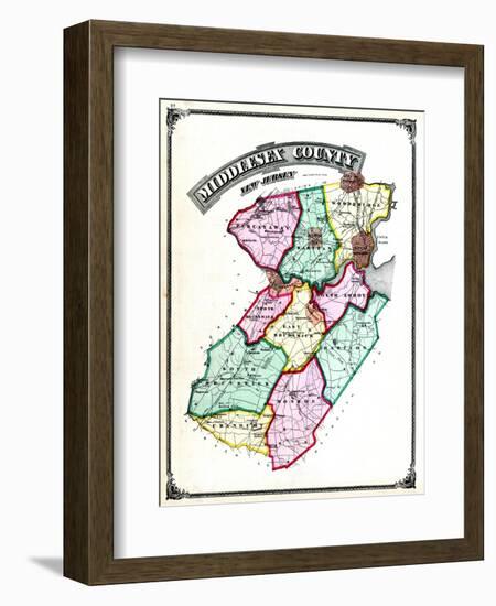 1876, Middlesex County Map, New Jersey, United States-null-Framed Giclee Print