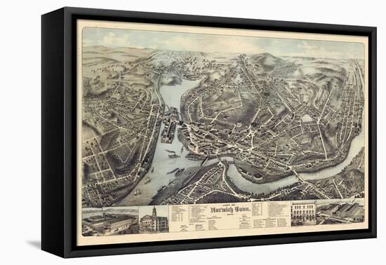 1876, Norwich Bird's Eye View, Connecticut, United States-null-Framed Premier Image Canvas