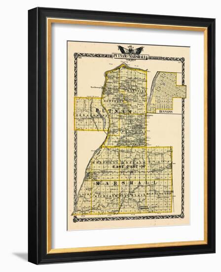 1876, Putnam County Map, Eastern Part of Marshall County Map, Hennepin, Illinois, United States-null-Framed Giclee Print