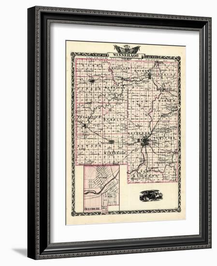 1876, Winnebago County Map, Belvedere, Illinois, United States-null-Framed Giclee Print