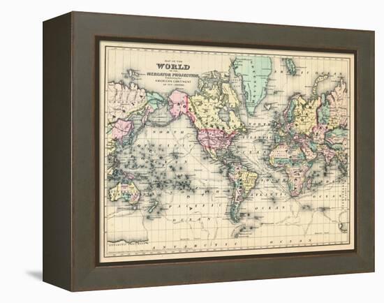 1876, World, Map of the World 1876-null-Framed Premier Image Canvas