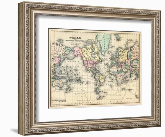 1876, World, Map of the World 1876-null-Framed Giclee Print