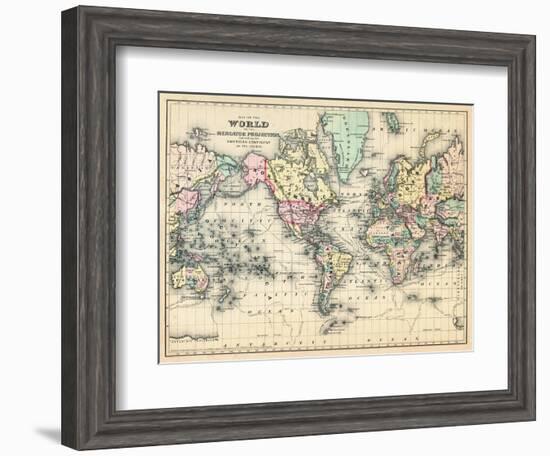 1876, World, Map of the World 1876-null-Framed Giclee Print