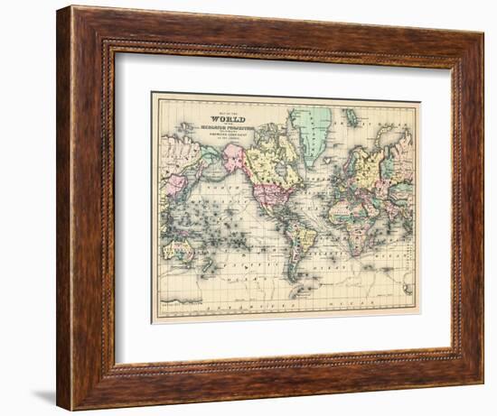 1876, World, Map of the World 1876-null-Framed Giclee Print