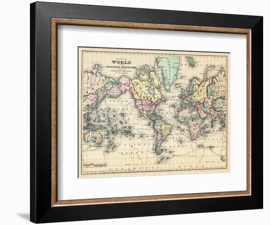 1876, World, Map of the World 1876-null-Framed Giclee Print