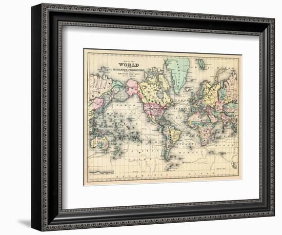 1876, World, Map of the World 1876-null-Framed Giclee Print